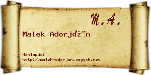 Malek Adorján névjegykártya